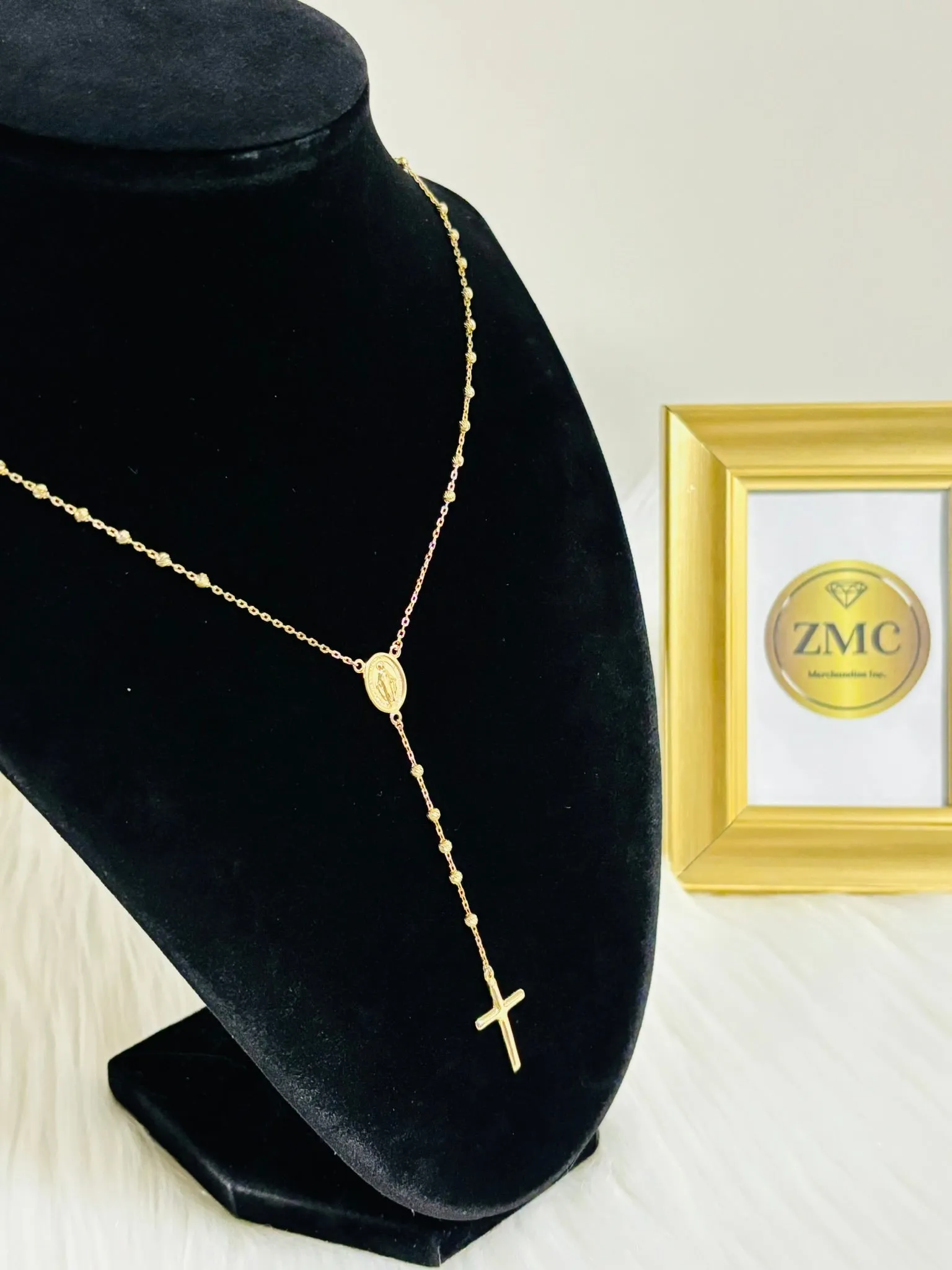 18K Gold Rosary Necklace
