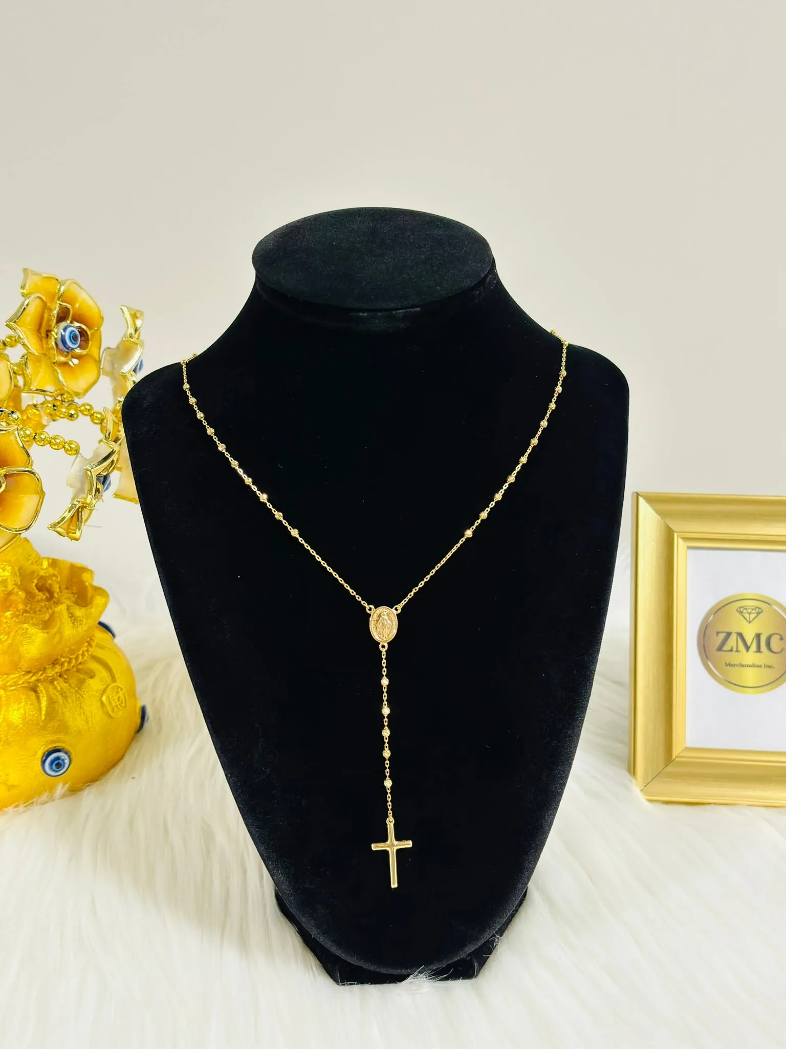 18K Gold Rosary Necklace