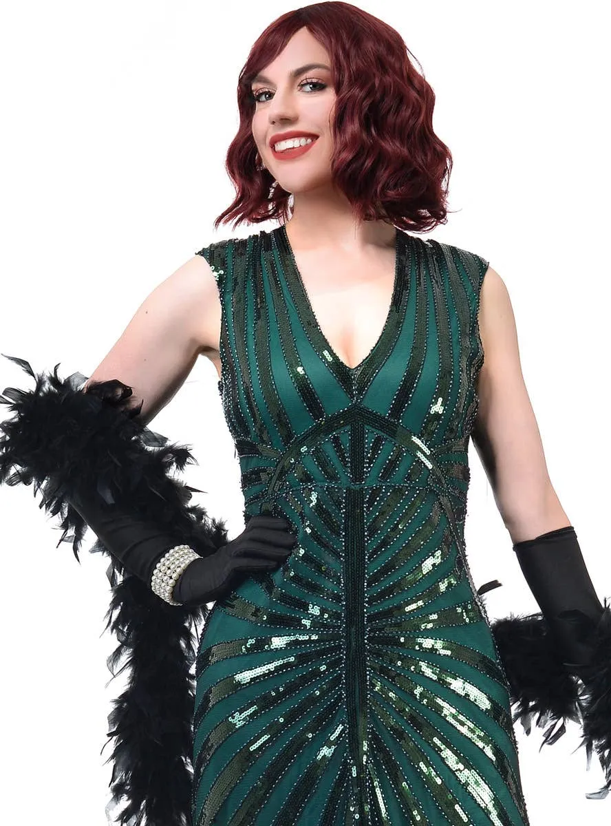 1930s Hollywood Sequinned Green Womens Costume Dress