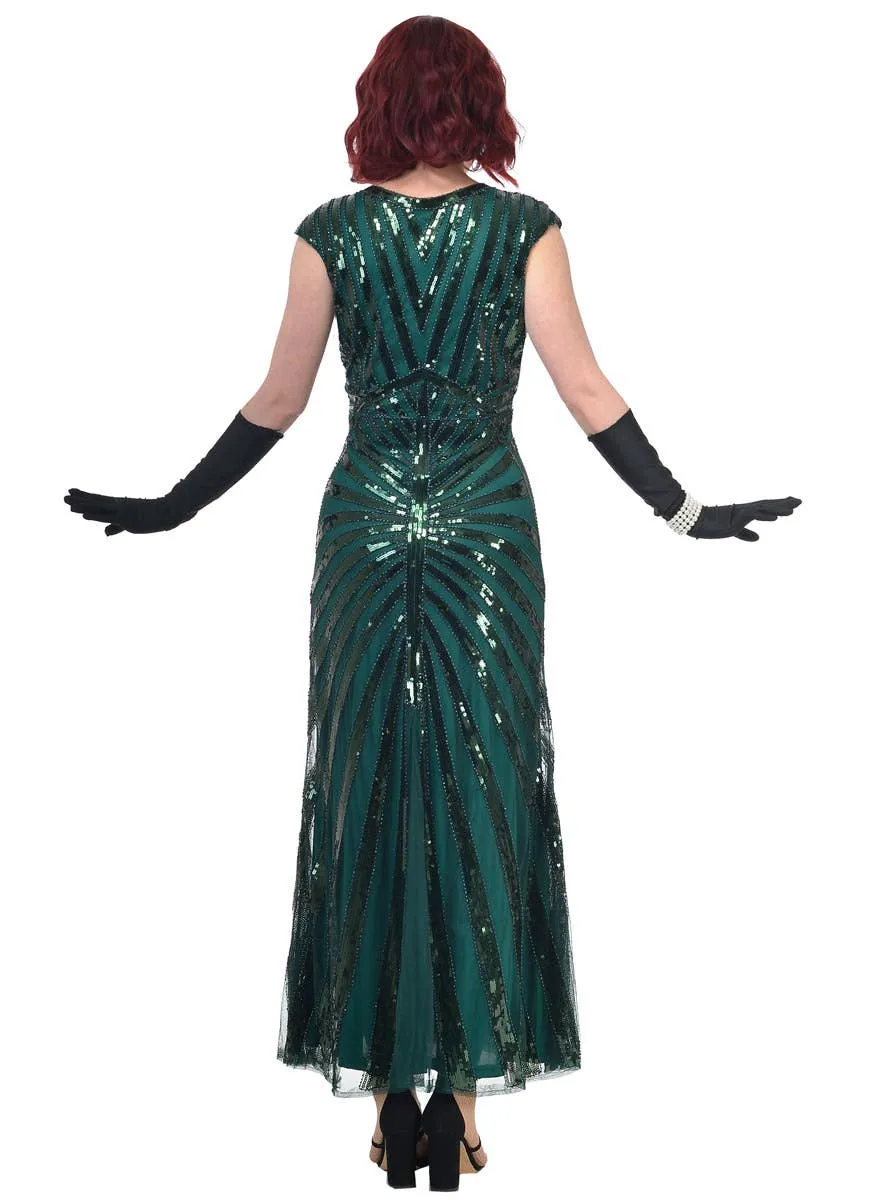 1930s Hollywood Sequinned Green Womens Costume Dress