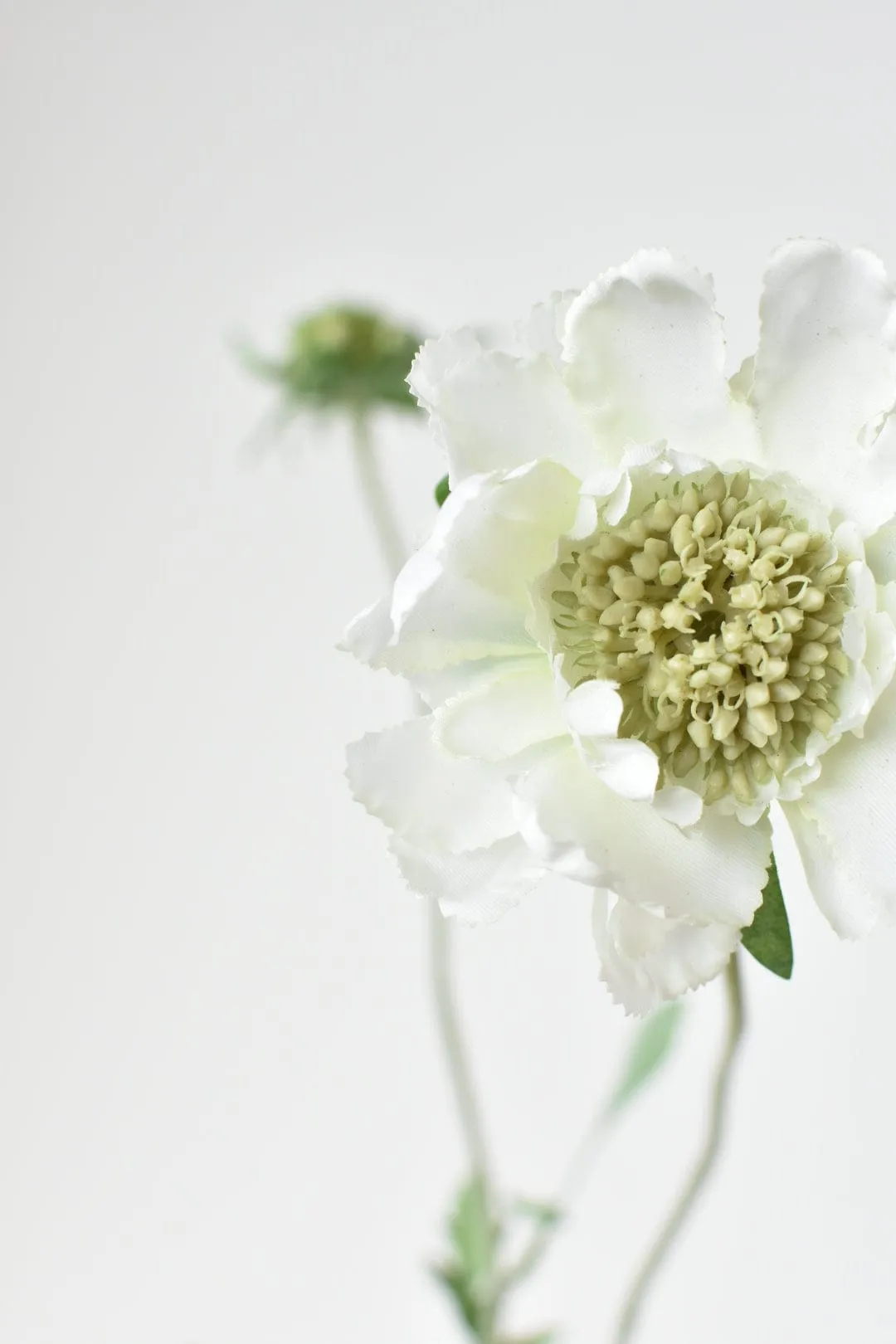 28" Faux White Scabiosa Stem