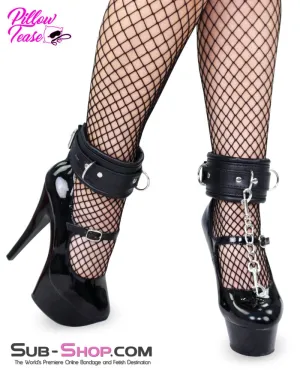 4420MQ      Locking Black Padded Ankle Bondage Cuffs with Chain