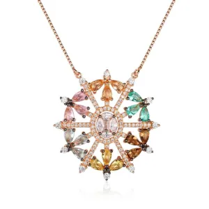 925 Sterling Silver Snowflake Cubic Zirconia Pendant Necklaces
