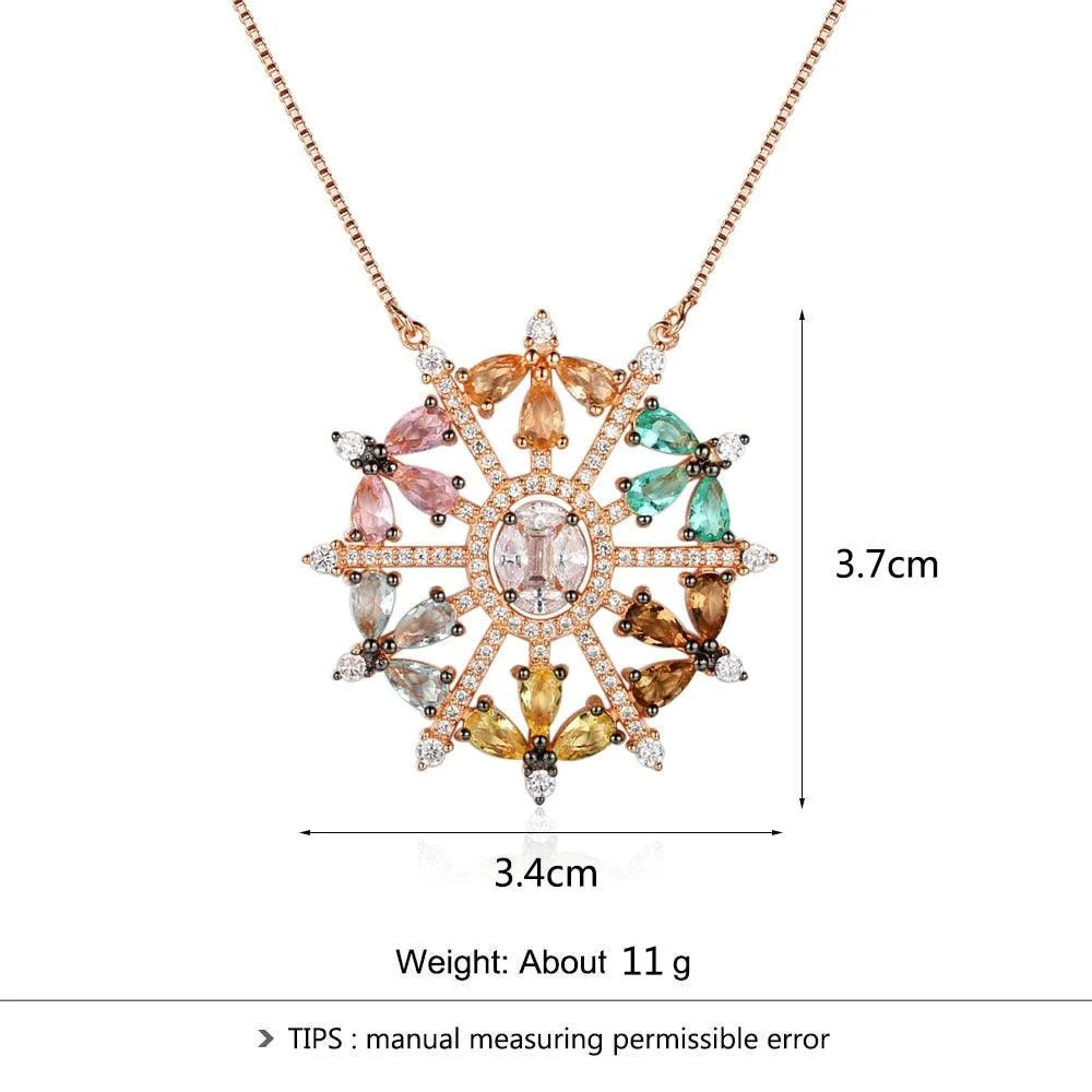 925 Sterling Silver Snowflake Cubic Zirconia Pendant Necklaces