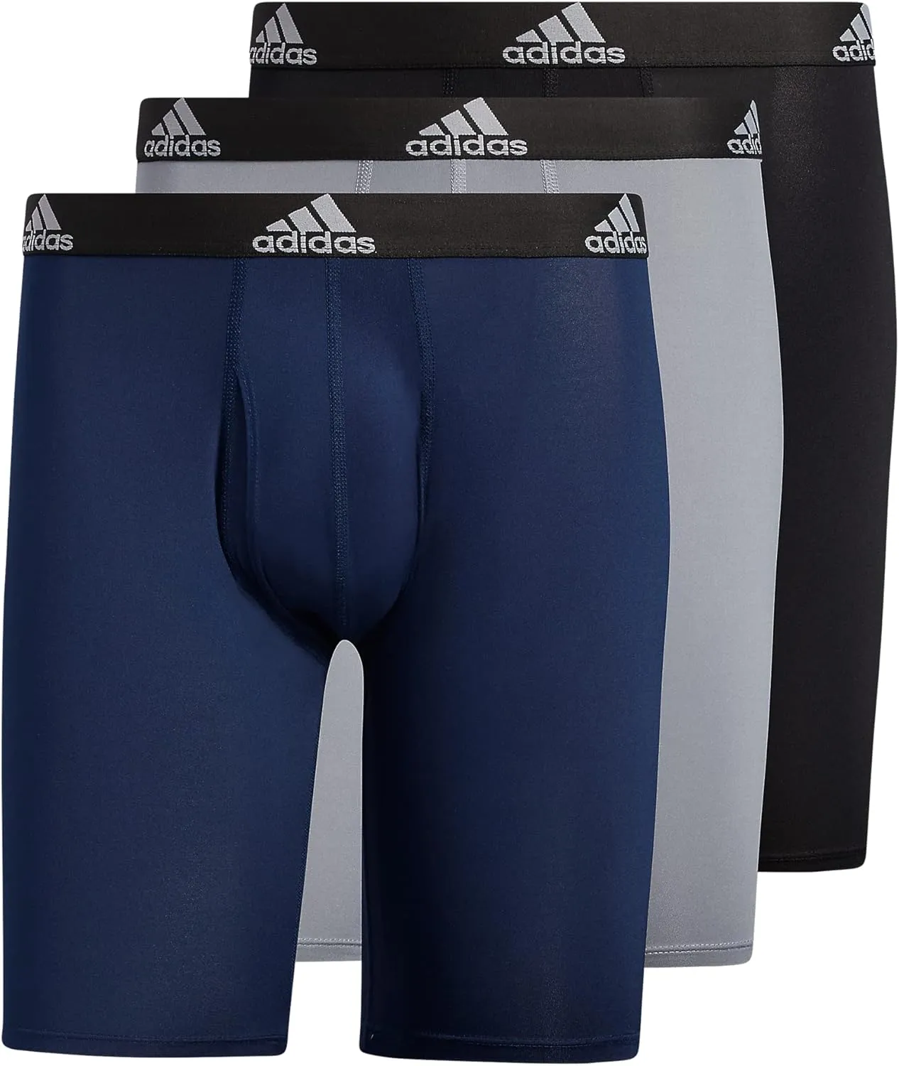 adidas Men's Performance 3-Pack Long Boxer Brief, Underwear Boxer Briefs - 3-Pack Long Men's Underwear Pack