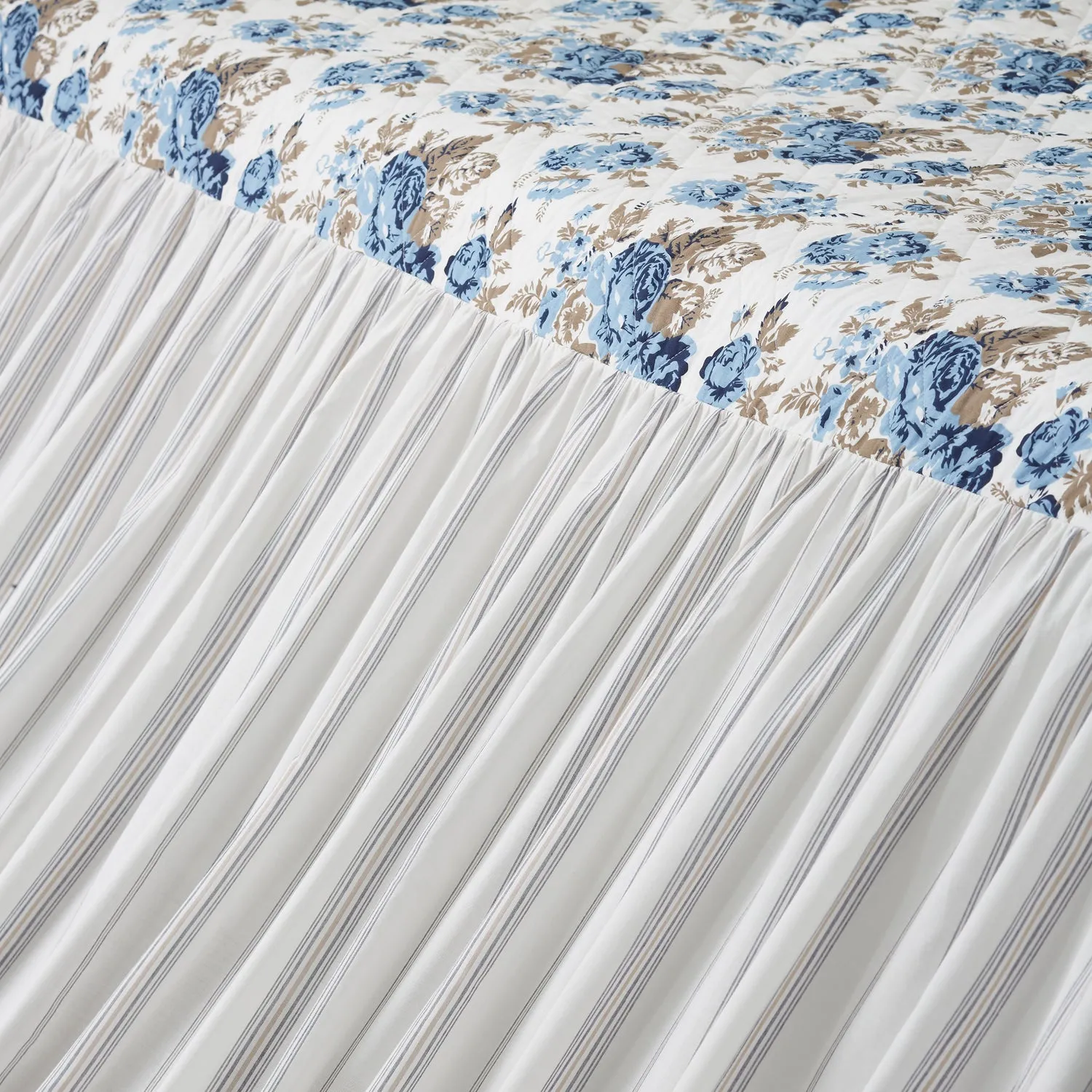 Annie Blue Floral Ruffled Queen Coverlet 80x60 27