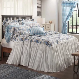 Annie Blue Floral Ruffled Queen Coverlet 80x60 27