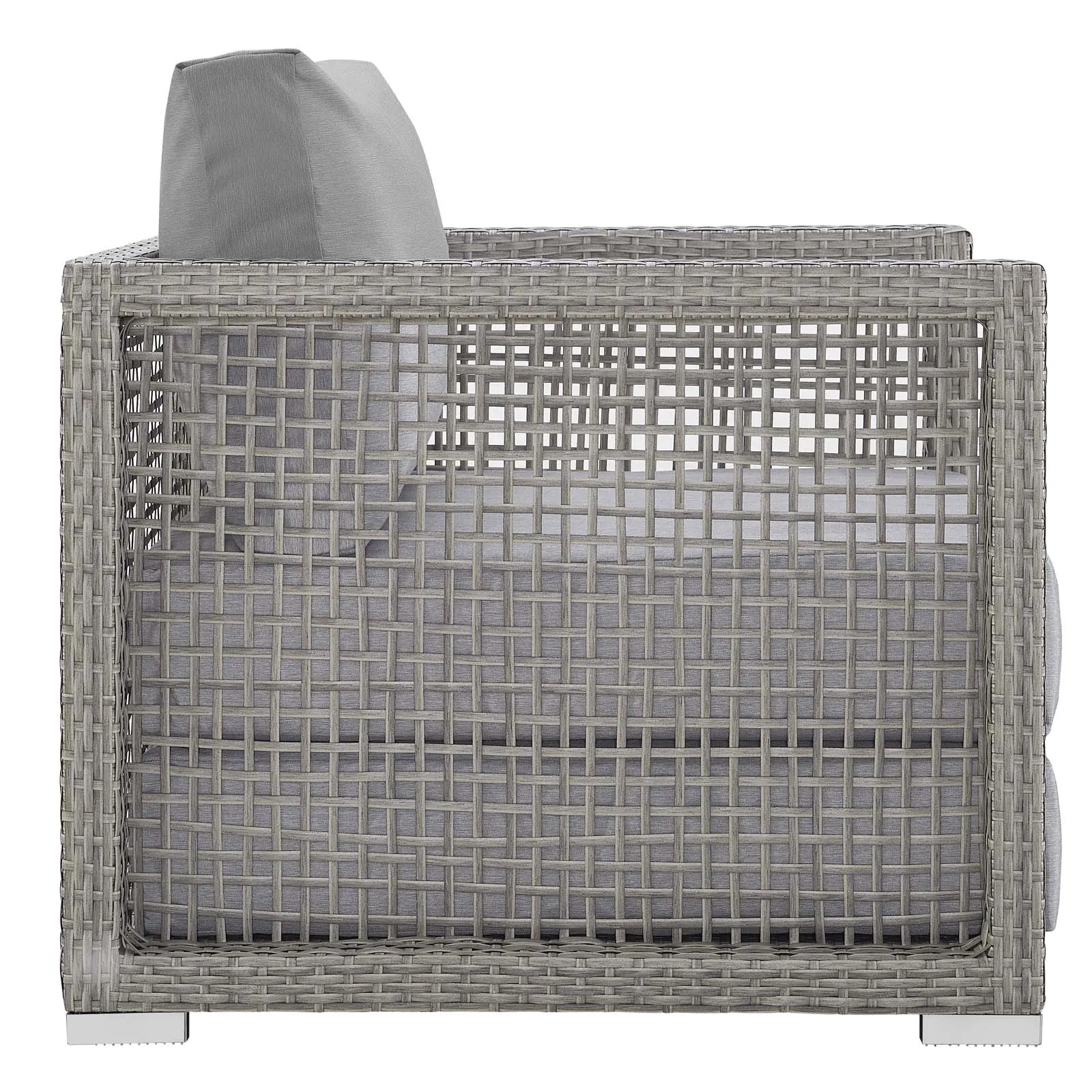 Aura Rattan Outdoor Patio Armchair Gray Gray EEI-2918-GRY-GRY