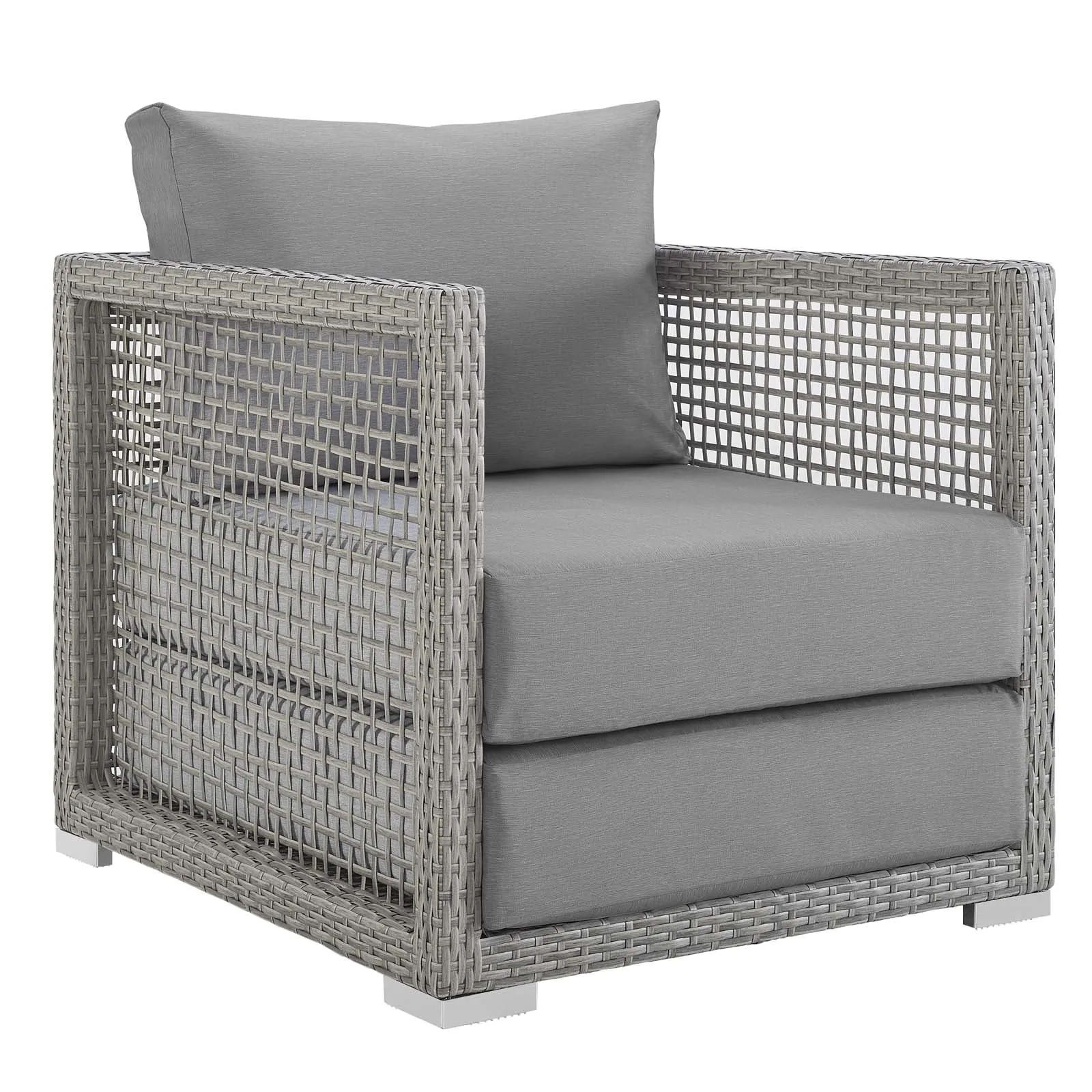 Aura Rattan Outdoor Patio Armchair Gray Gray EEI-2918-GRY-GRY