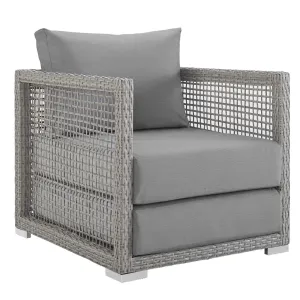Aura Rattan Outdoor Patio Armchair Gray Gray EEI-2918-GRY-GRY