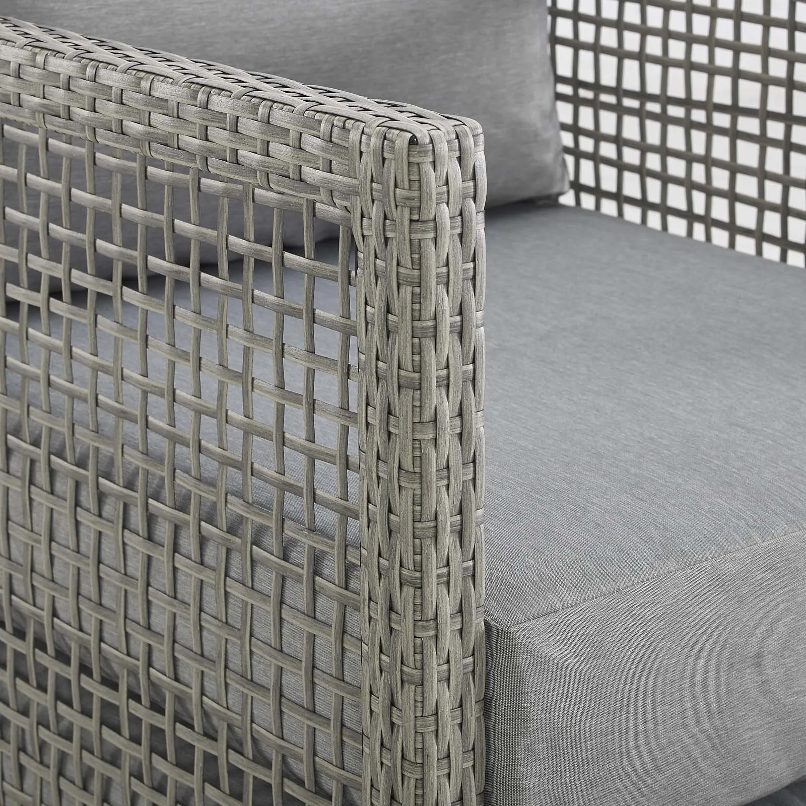 Aura Rattan Outdoor Patio Armchair Gray Gray EEI-2918-GRY-GRY