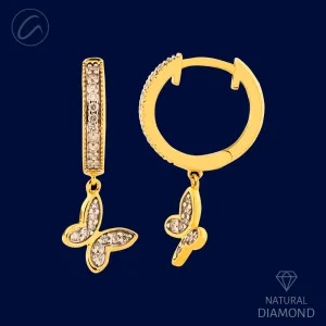 Beautiful Butterfly 18K Gold   Diamond Bali Earrings 12 - picture missing
