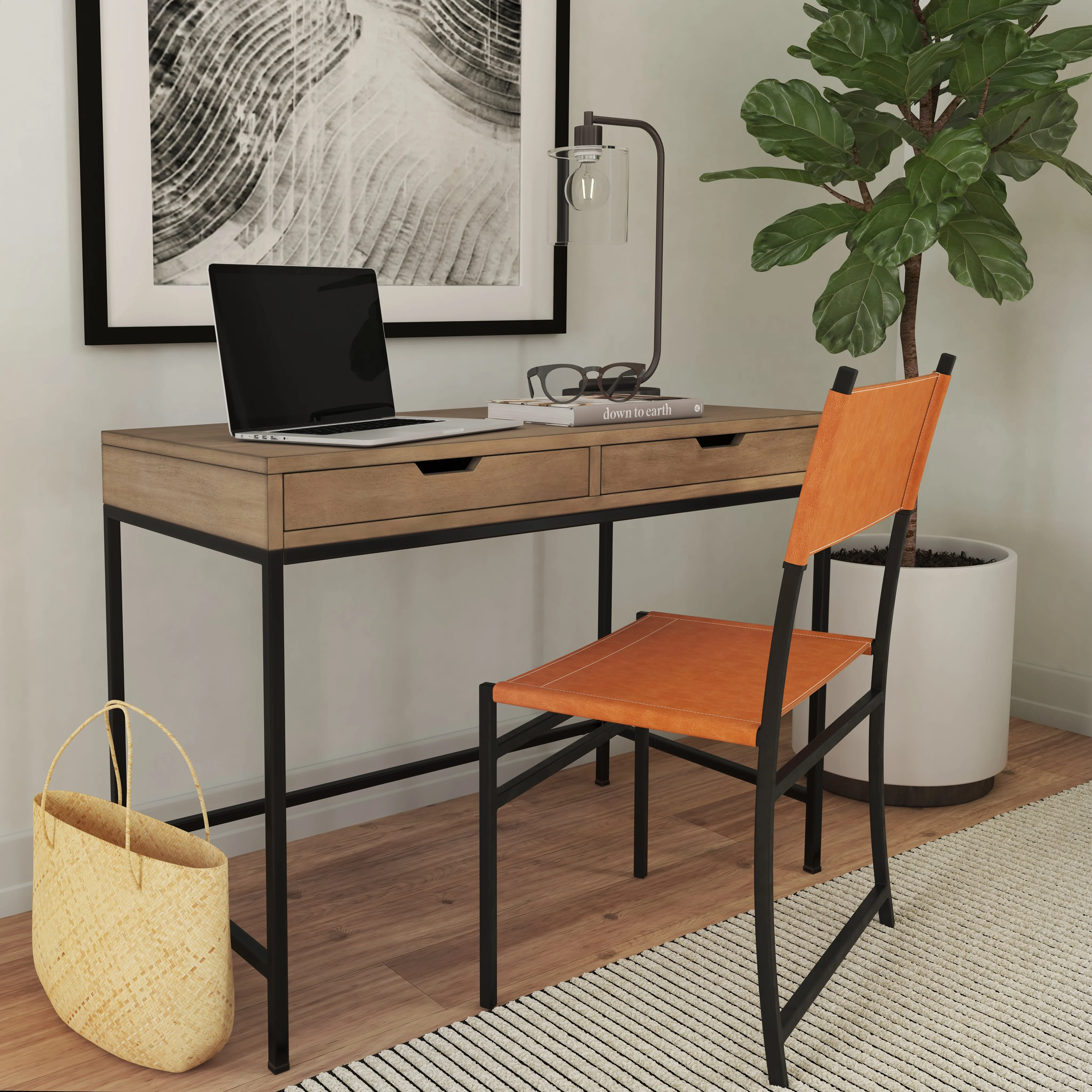 Belka Natural Desk with Drawers in Natural  5466415