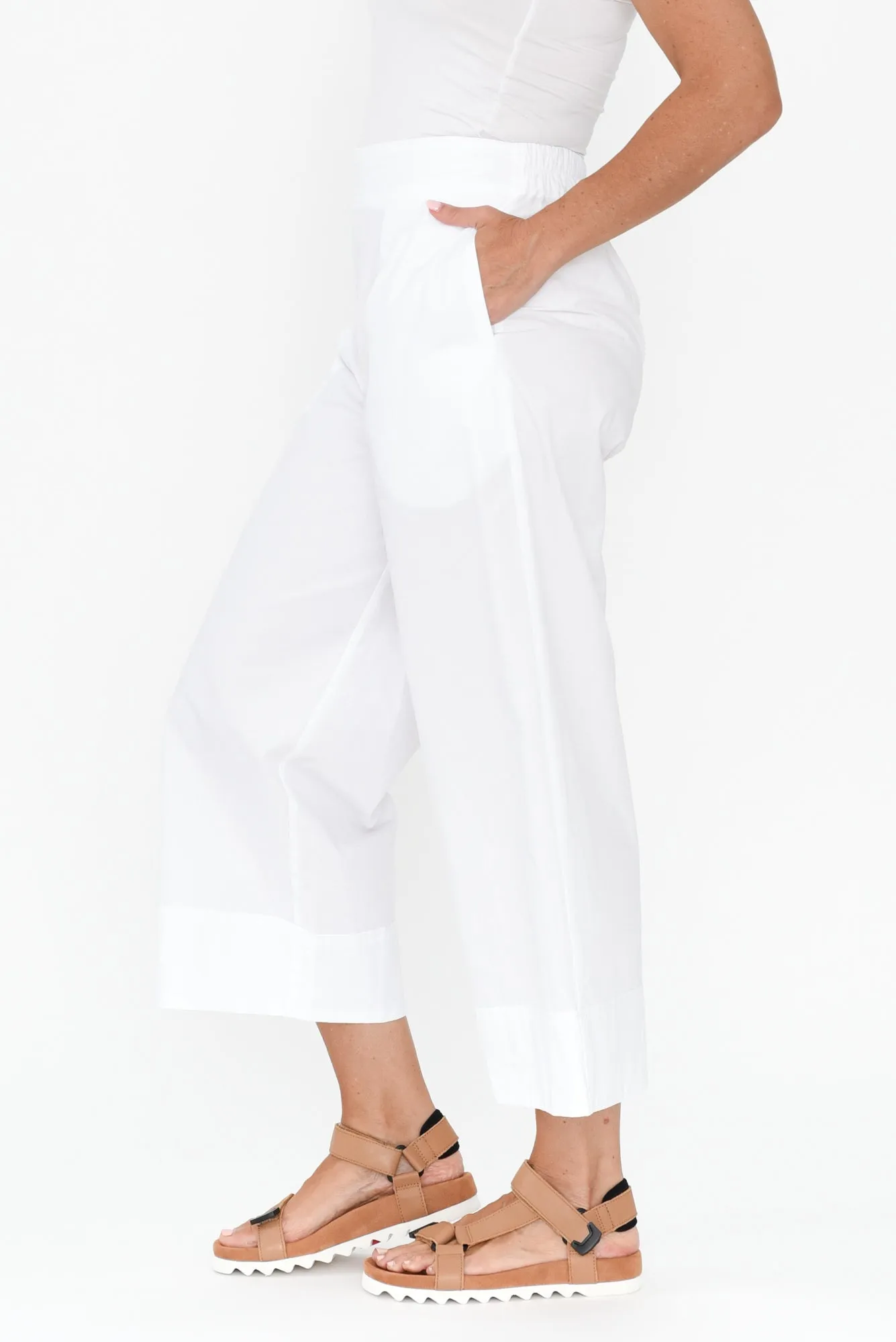 Betta White Cotton Wide Leg Pants