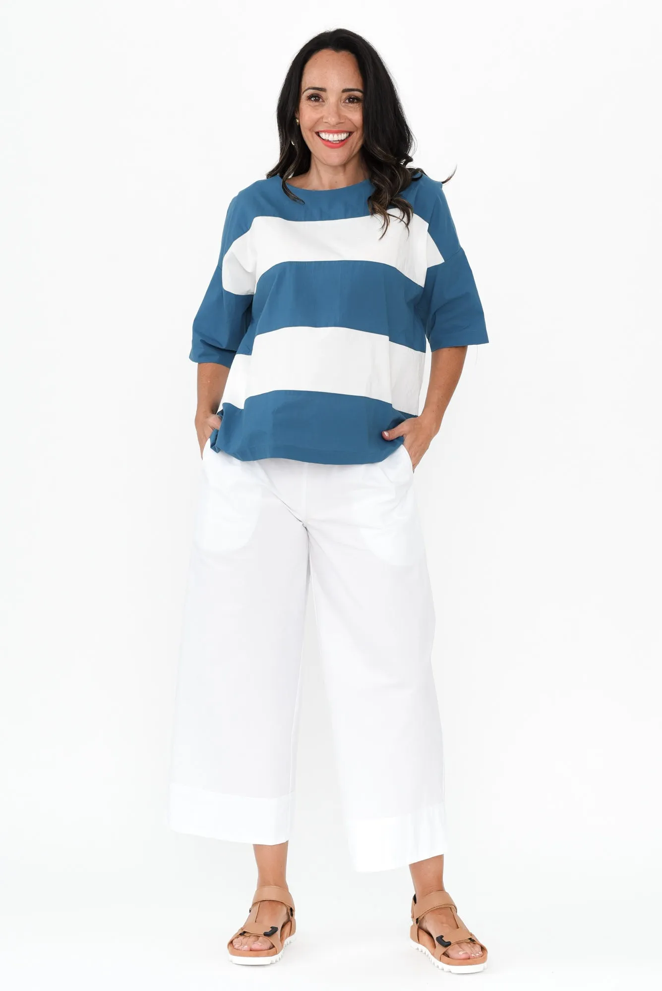 Betta White Cotton Wide Leg Pants