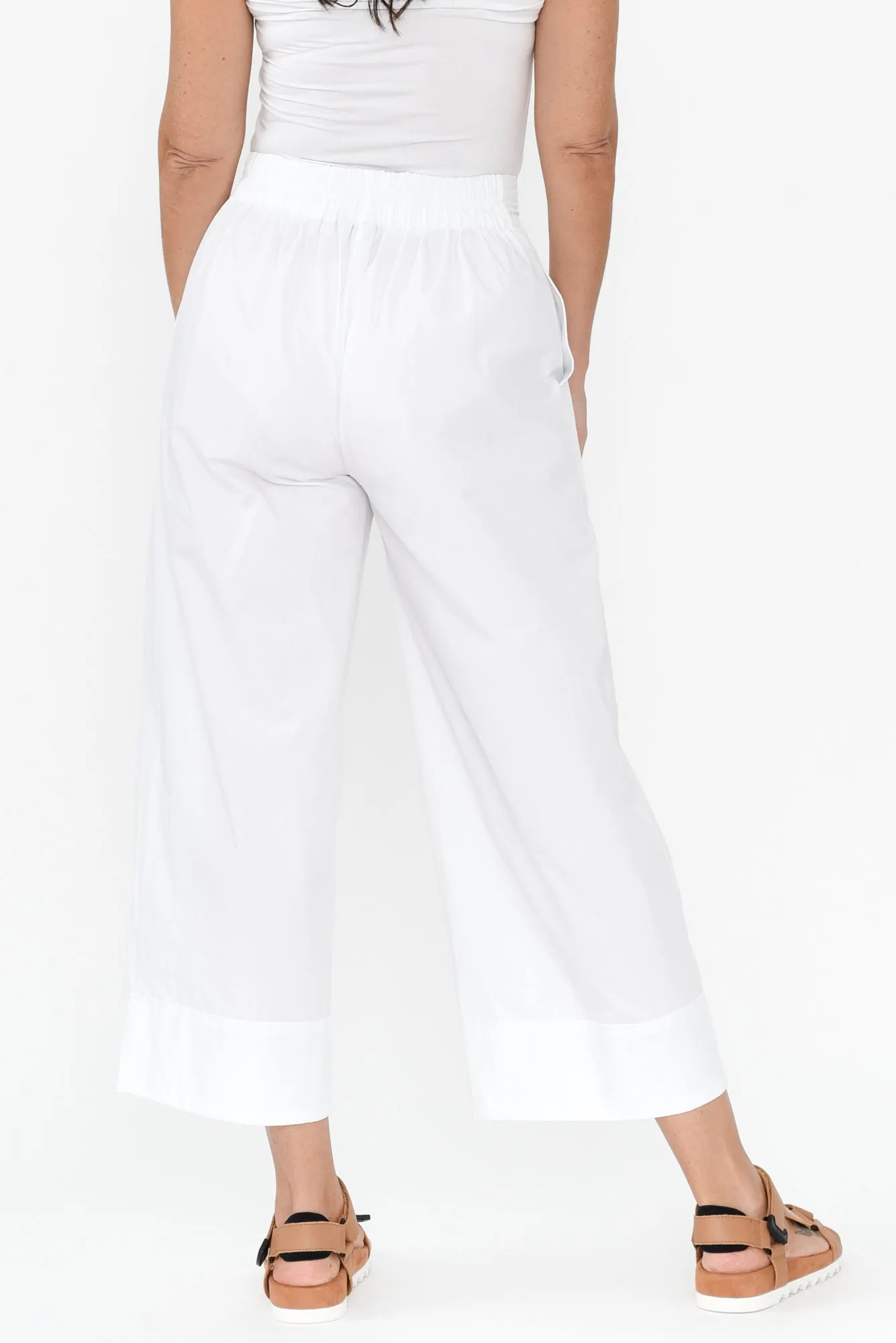 Betta White Cotton Wide Leg Pants