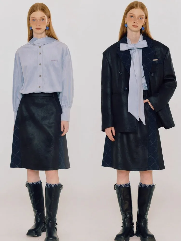 Black contrast color skirt【s0000005080】