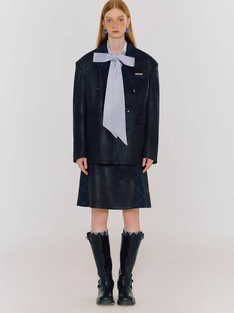 Black contrast color skirt【s0000005080】