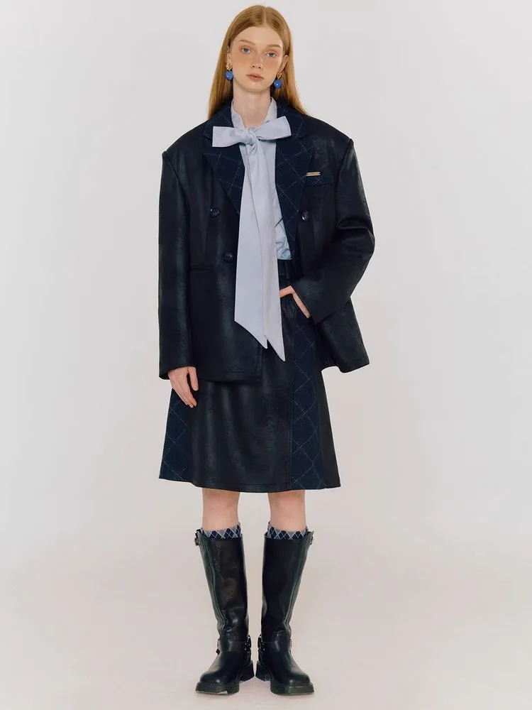 Black contrast color skirt【s0000005080】