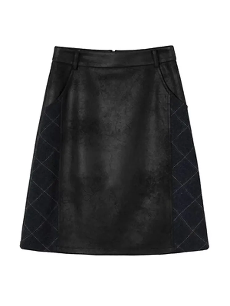 Black contrast color skirt【s0000005080】
