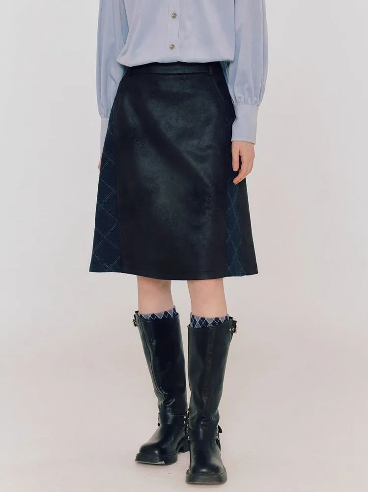 Black contrast color skirt【s0000005080】