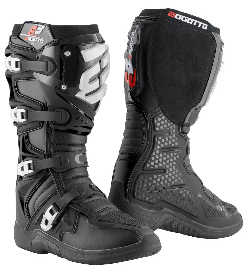 Bogotto MX-6 Motocross Boots with Shin Guard, Black