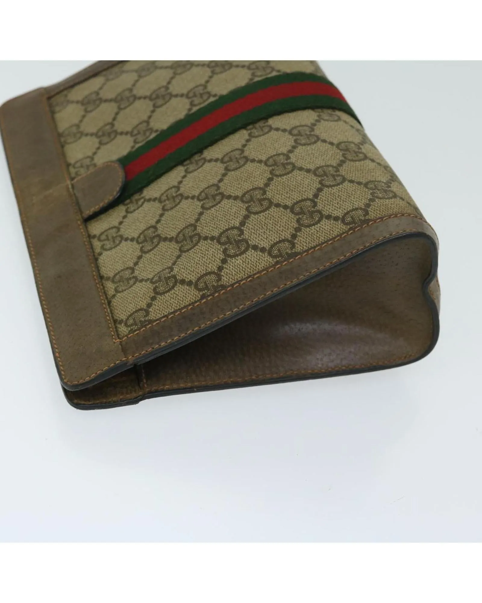 Canvas Clutch Bag with Signature Gucci Web and Sherry Line Accents