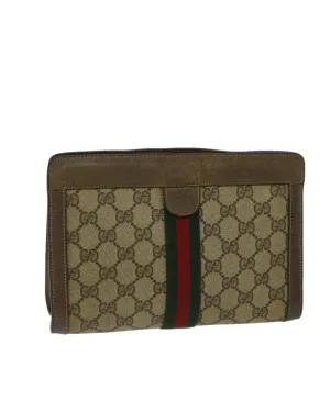 Canvas Clutch Bag with Signature Gucci Web and Sherry Line Accents