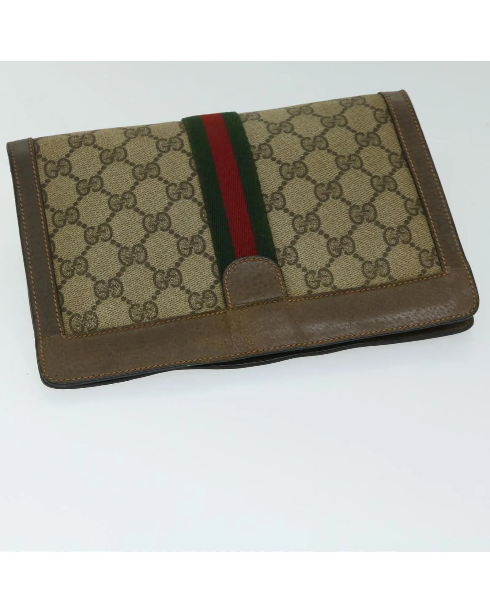 Canvas Clutch Bag with Signature Gucci Web and Sherry Line Accents