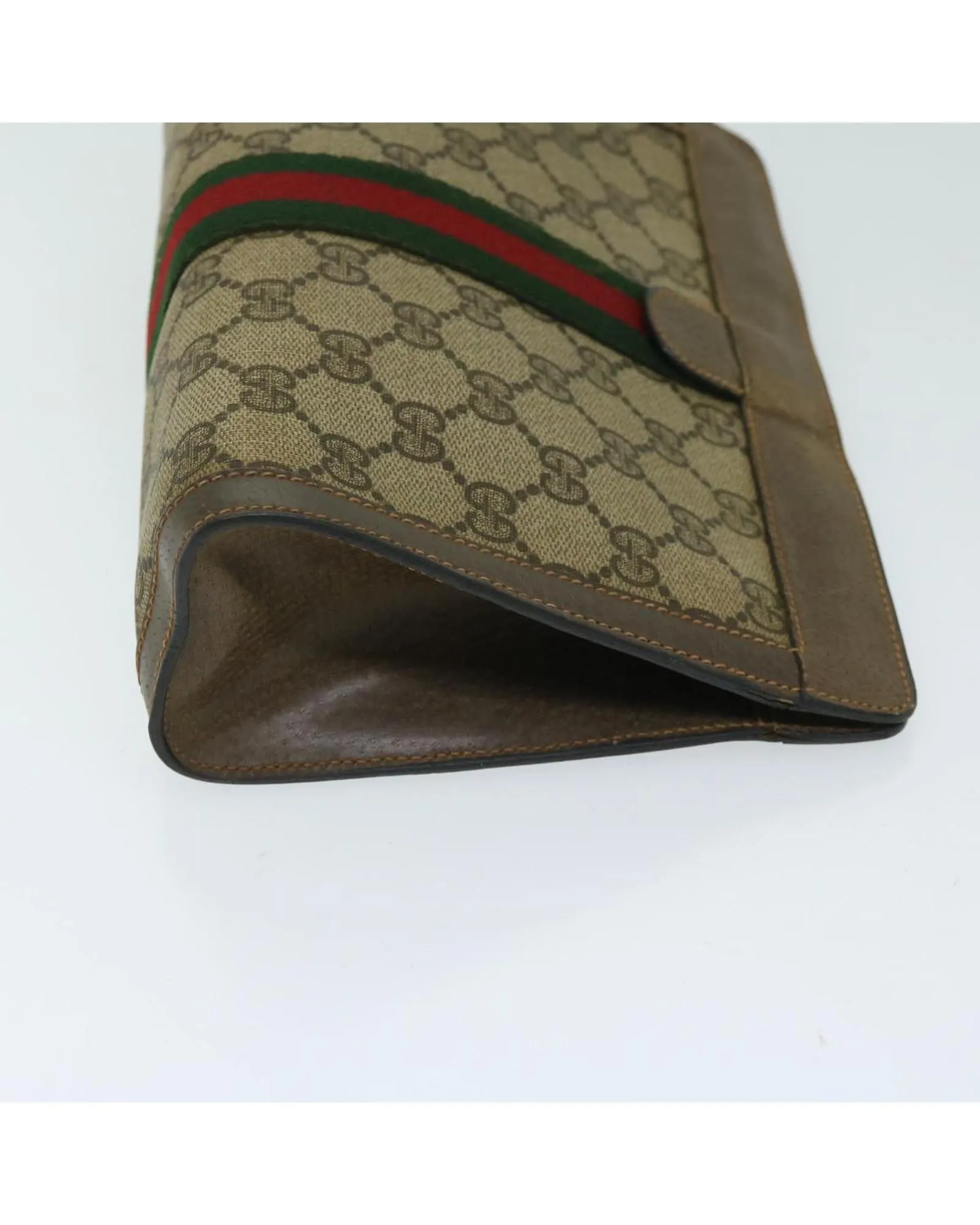 Canvas Clutch Bag with Signature Gucci Web and Sherry Line Accents