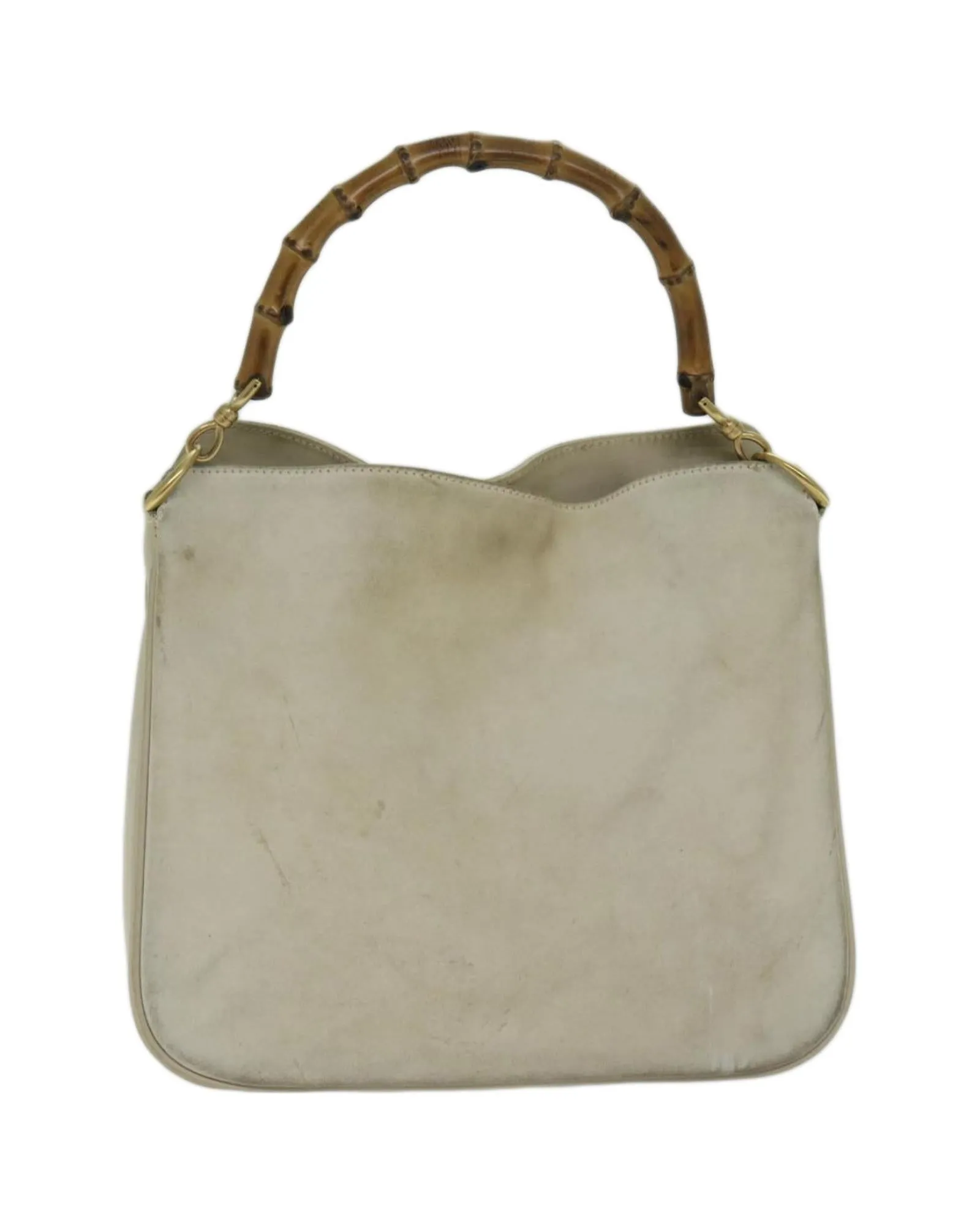 Chic Suede Shoulder Bag with Unique Bamboo Detailing