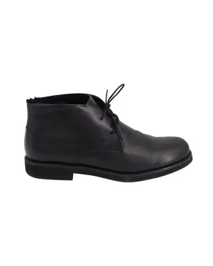 Classic Black Leather Ankle Boots with Rubber Sole