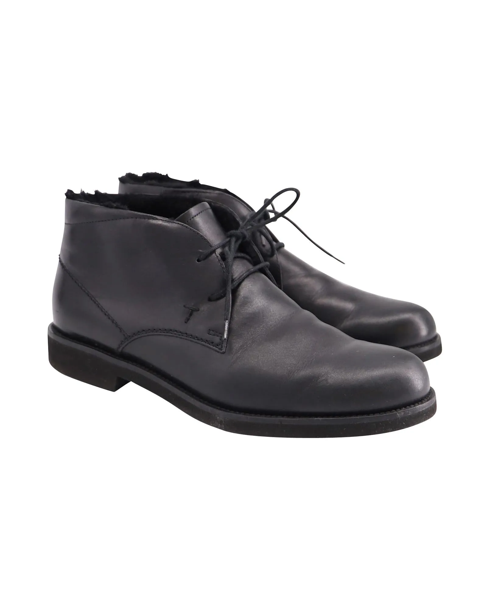 Classic Black Leather Ankle Boots with Rubber Sole