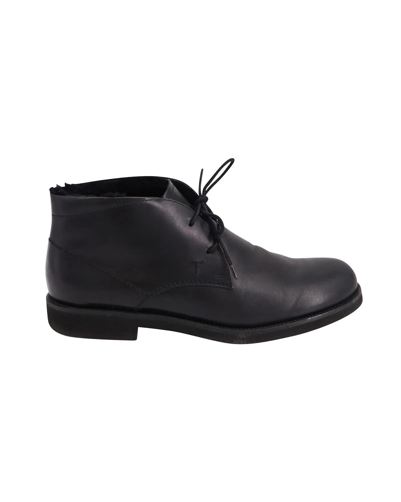 Classic Black Leather Ankle Boots with Rubber Sole