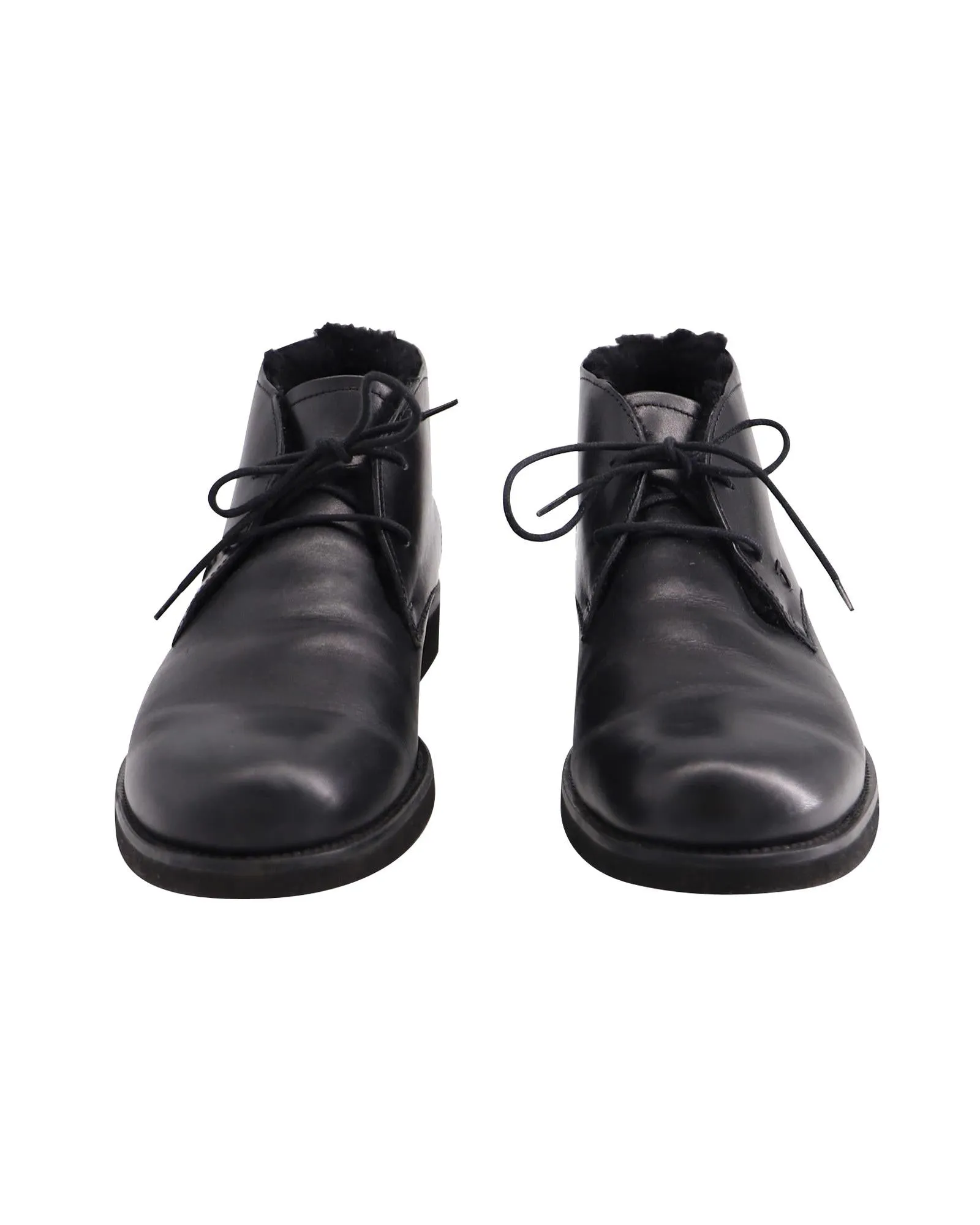 Classic Black Leather Ankle Boots with Rubber Sole