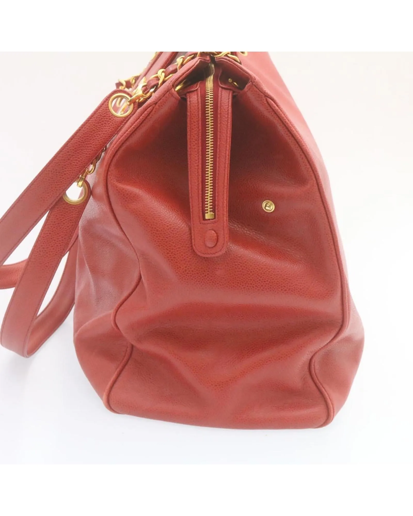Coco Mark Chain Shoulder Bag - Red Caviar Skin