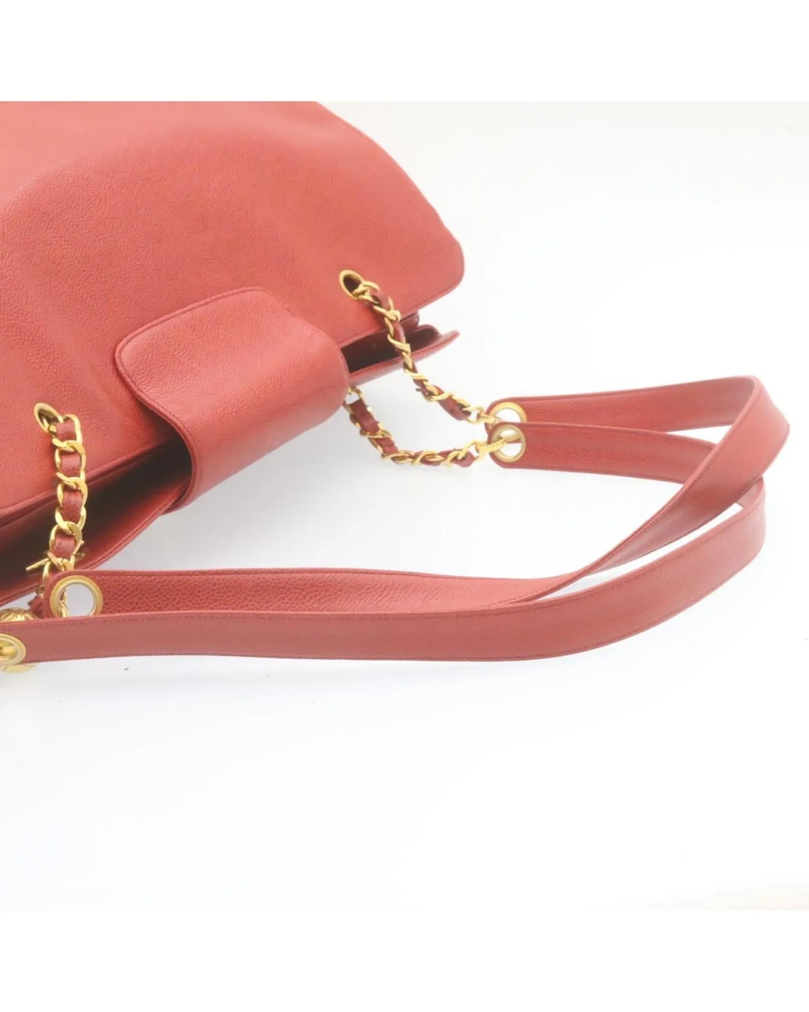 Coco Mark Chain Shoulder Bag - Red Caviar Skin