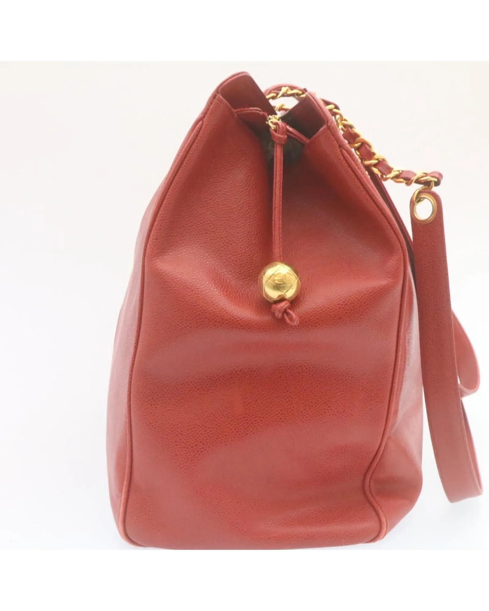 Coco Mark Chain Shoulder Bag - Red Caviar Skin
