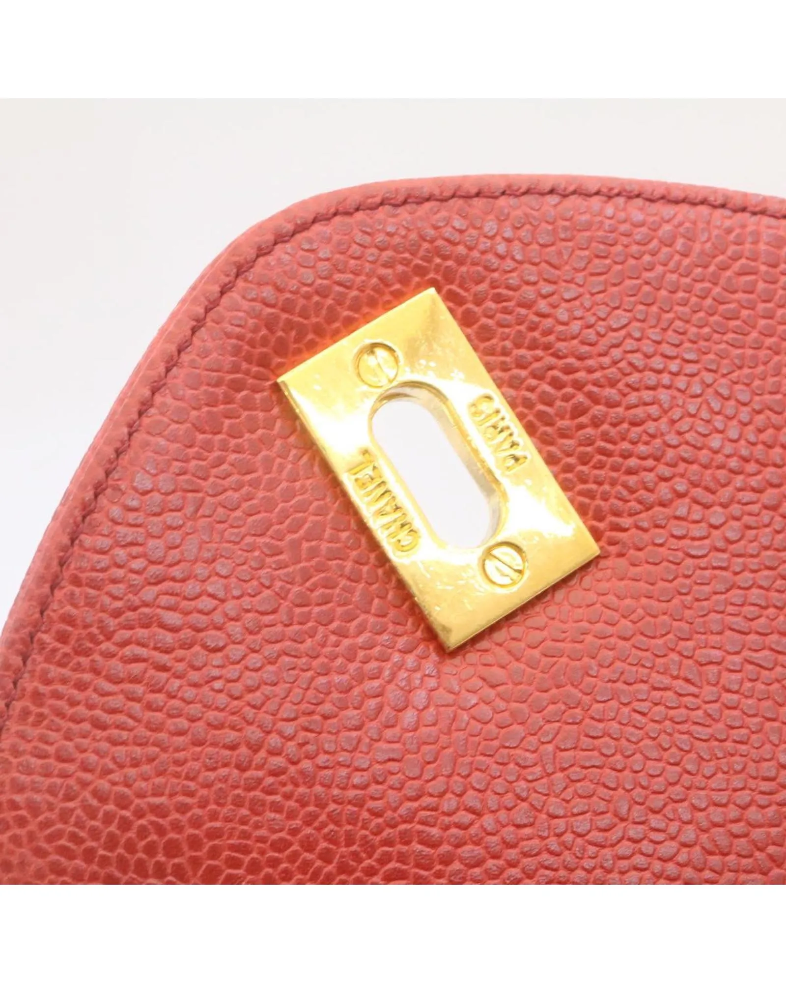 Coco Mark Chain Shoulder Bag - Red Caviar Skin