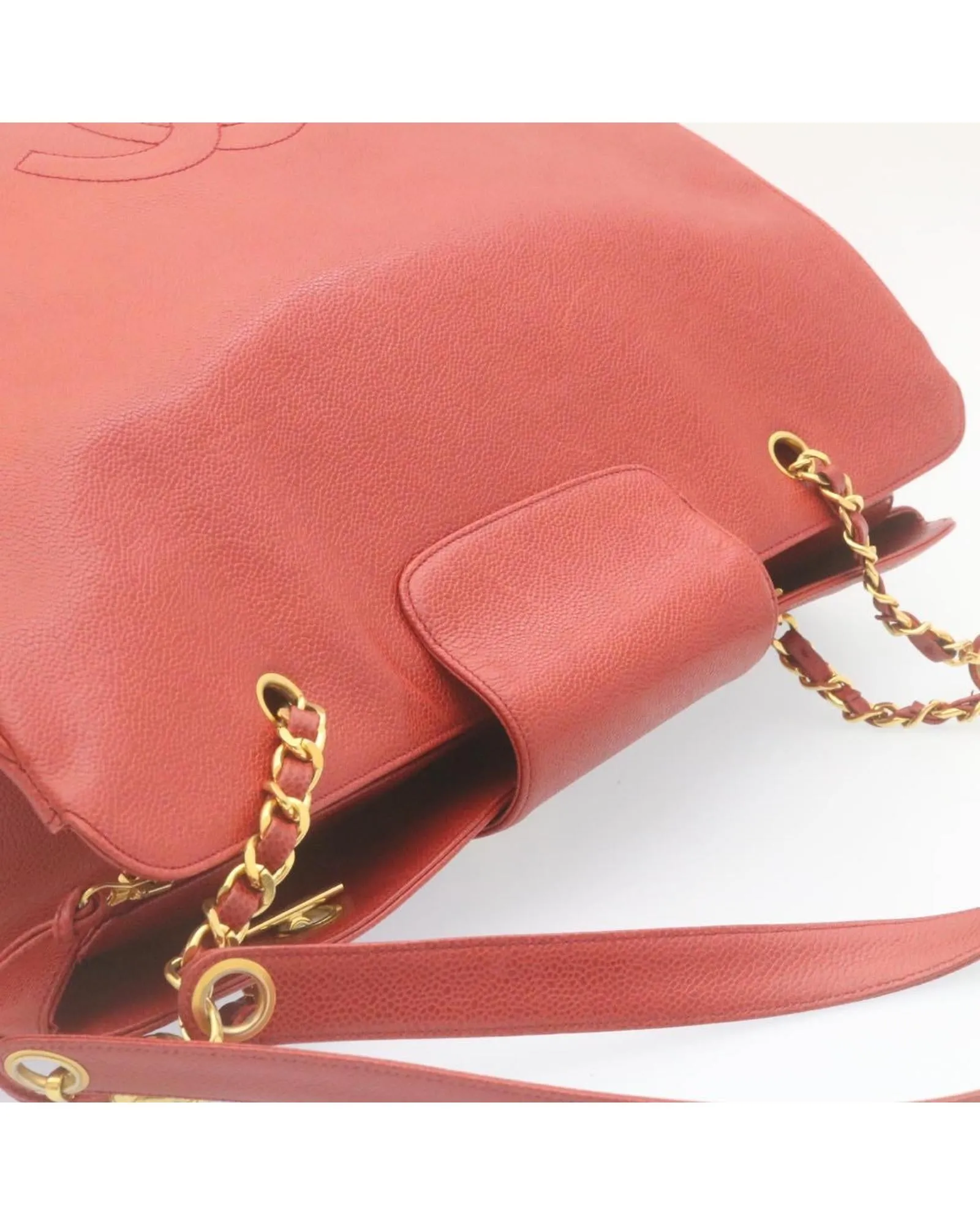 Coco Mark Chain Shoulder Bag - Red Caviar Skin
