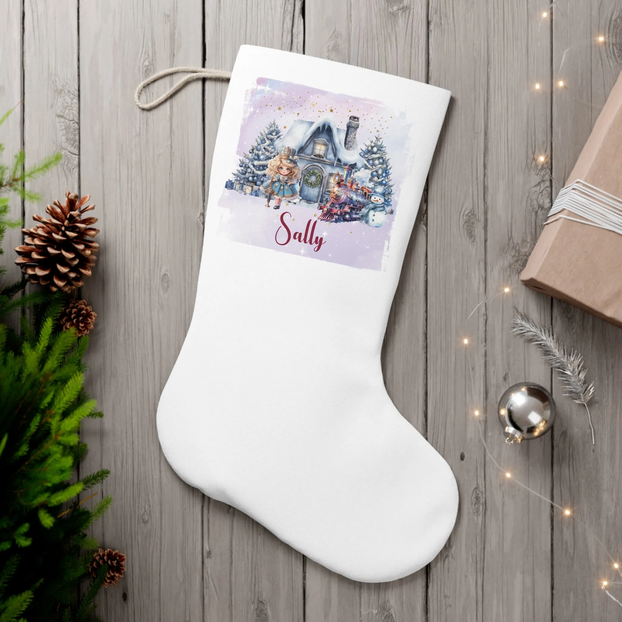 Copy of Personalised Santa Stocking, Purple Christmas Nutcracker