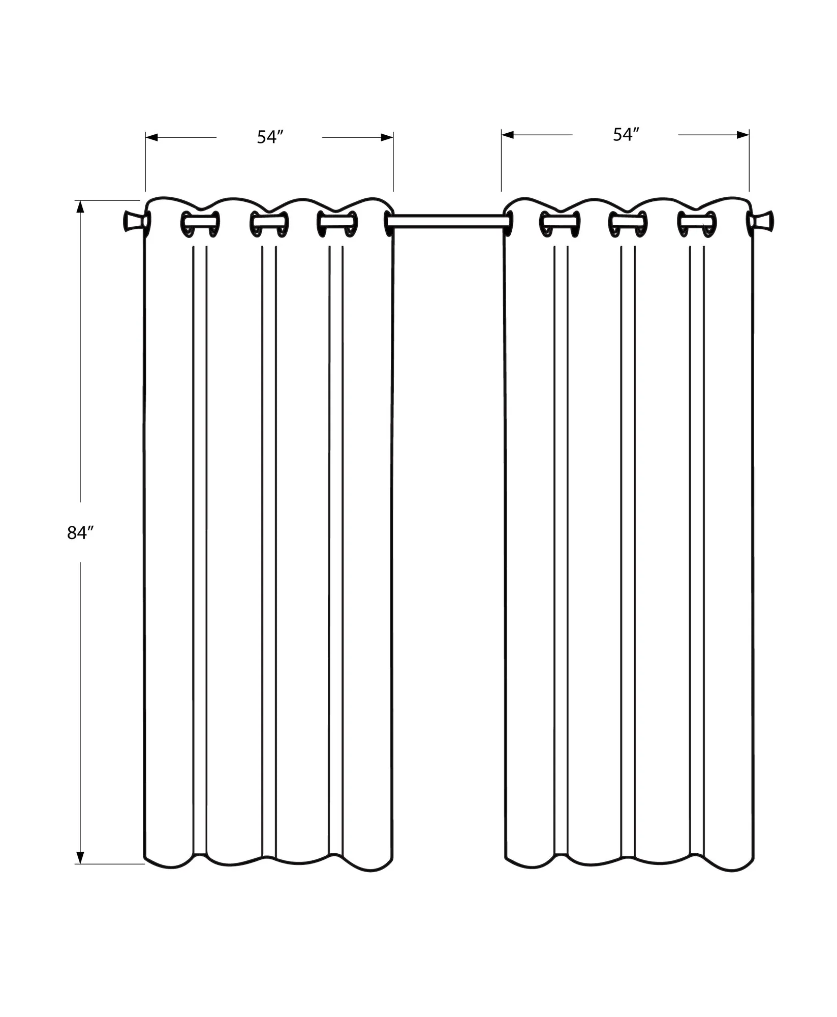 Curtain Panel - 2Pcs / 54"W X 84"H Grey Room Darkening