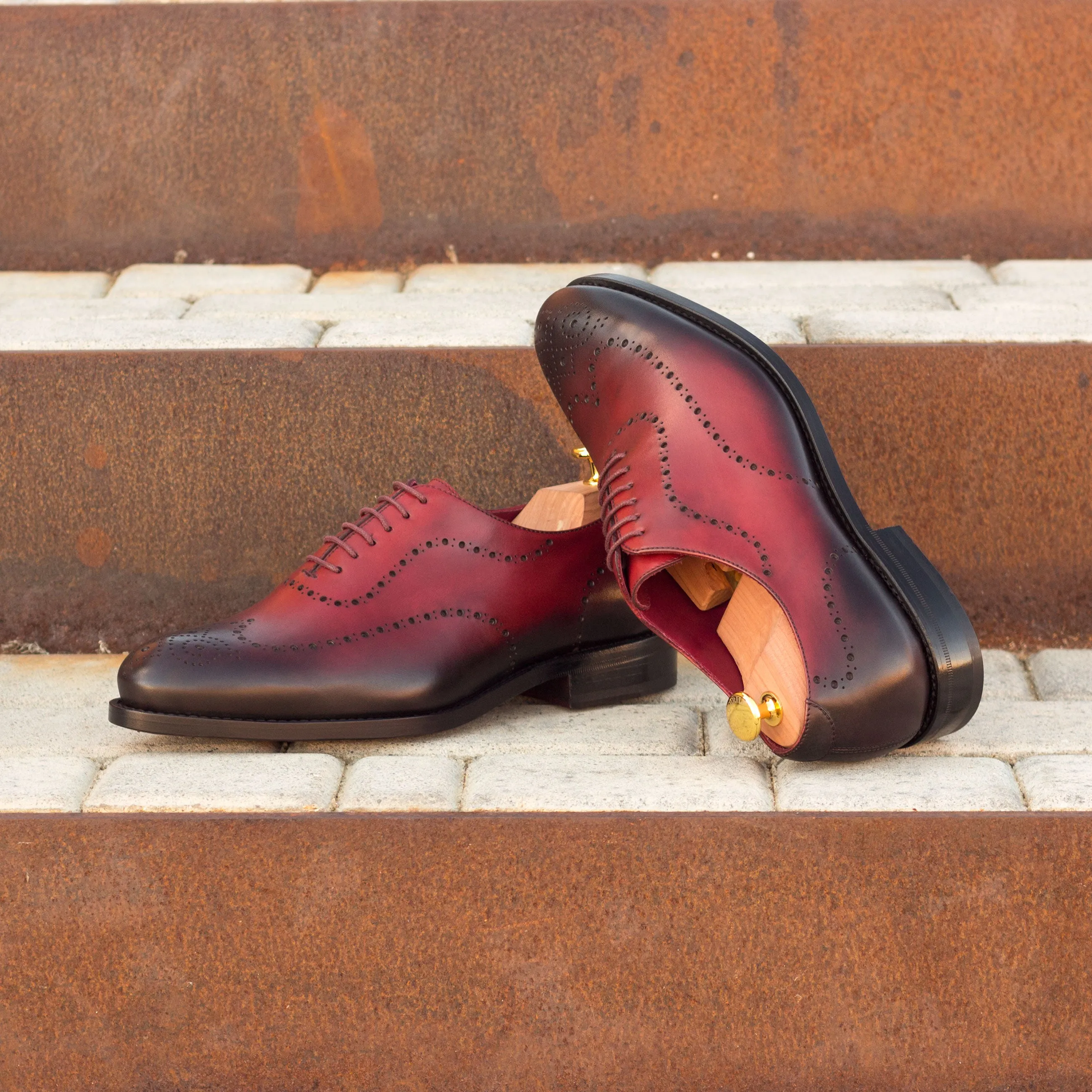 DapperFam Giuliano in Red Men's Italian Leather Whole Cut
