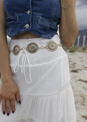 Detailed Ornate Gold Disc Concho Chain Belt