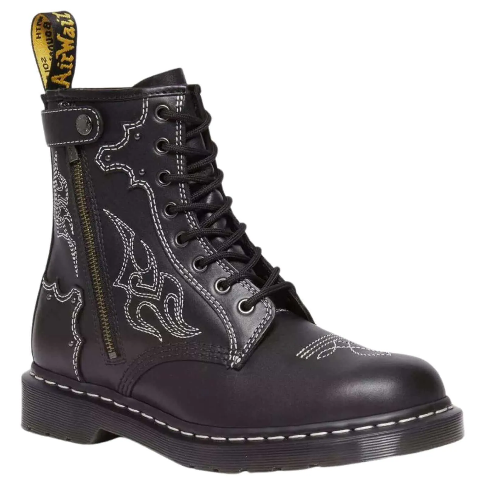 Dr. Martens 1460 Gothic Americana Leather Lace up 8 Eye Boots Wanama - Black