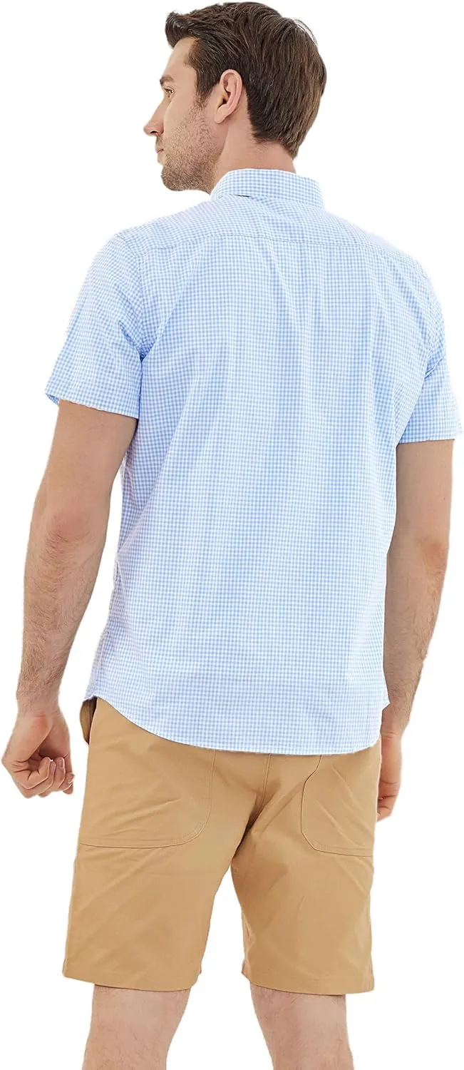 Dubinik? Mens Short Sleeve Button Down Shirts 100% Cotton Plaid Men's Casual Button-Down Shirts with Pocket
