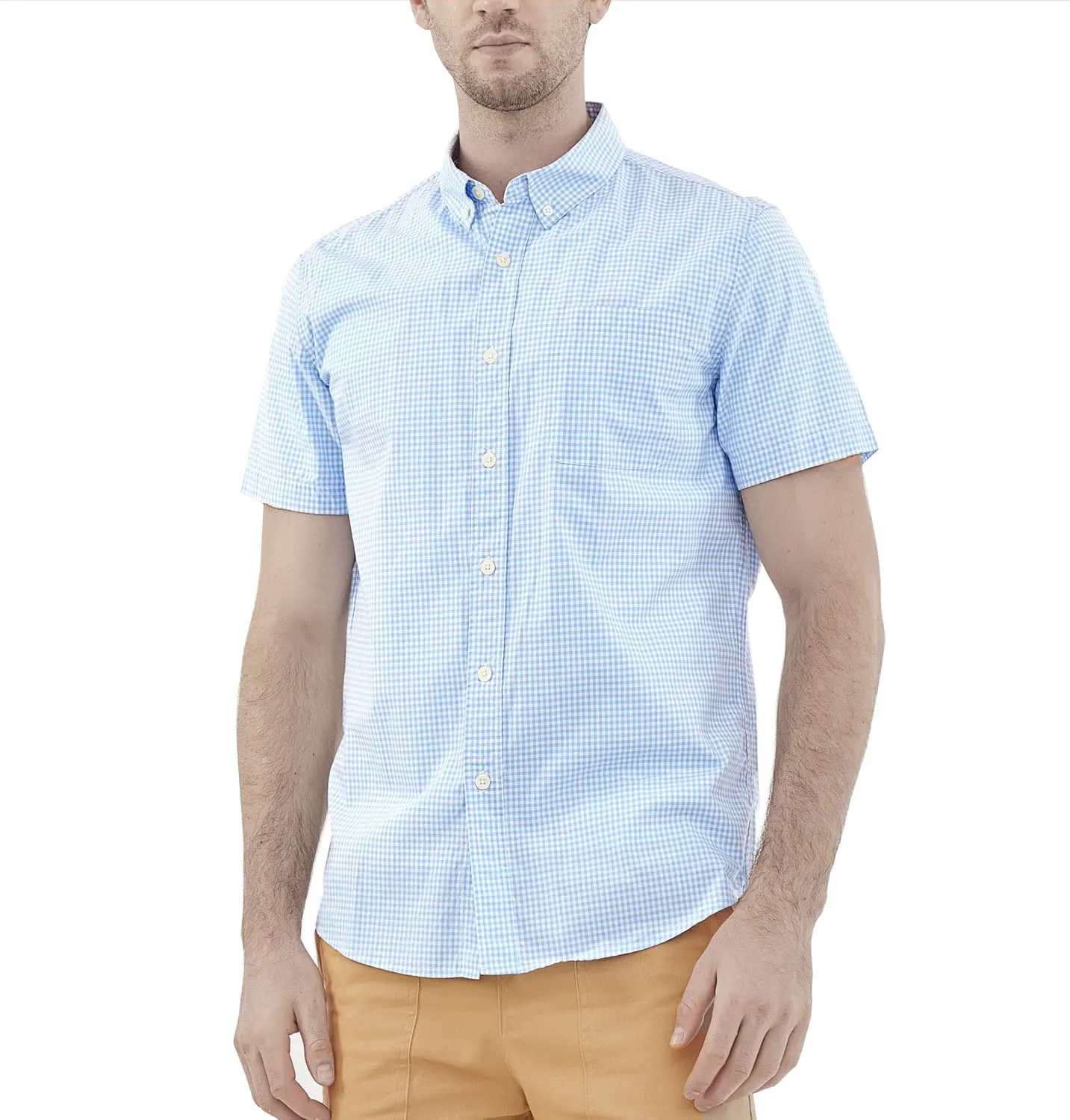 Dubinik? Mens Short Sleeve Button Down Shirts 100% Cotton Plaid Men's Casual Button-Down Shirts with Pocket