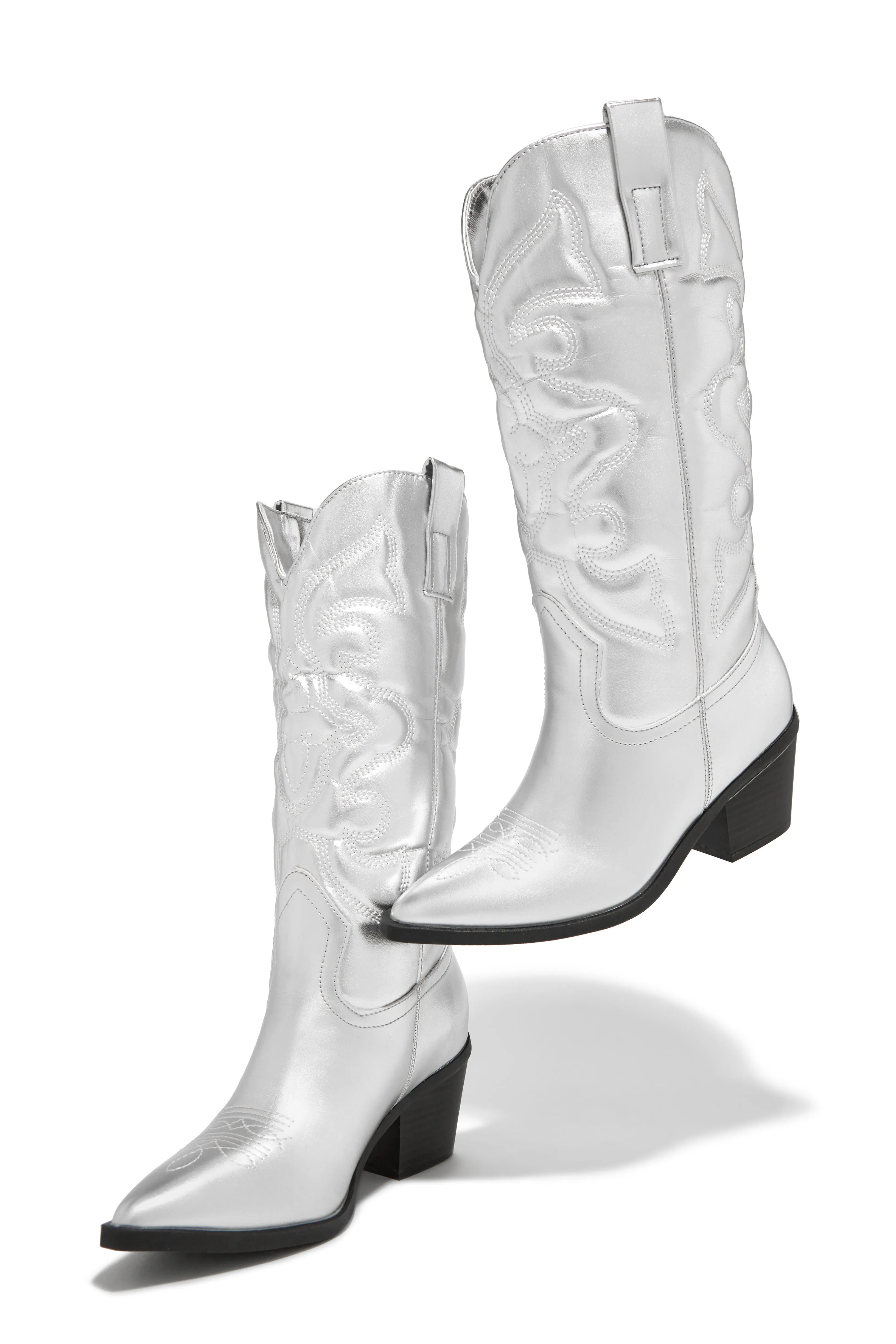 Dylan Western Cowgirl Boots - Silver