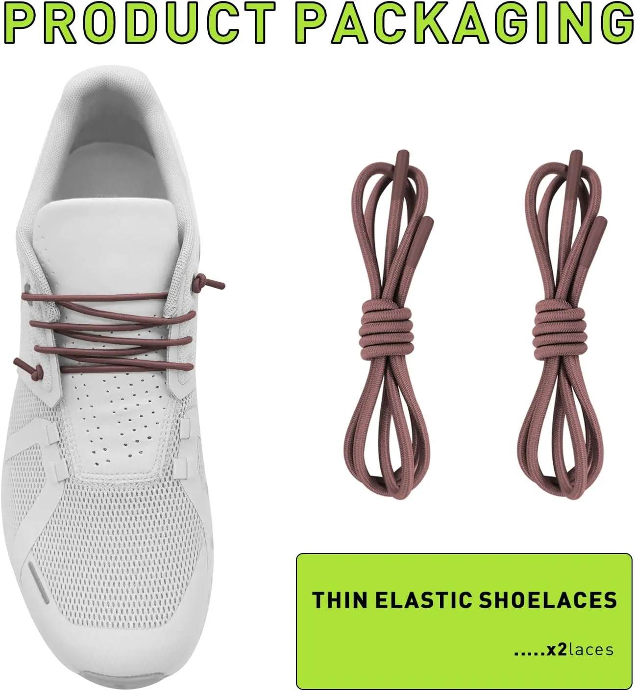 Elastic Shoelaces for On Cloud Sneakers, 1/10" (2.5mm) Stretchy Round Bungee Strings Replacement Speed Laces