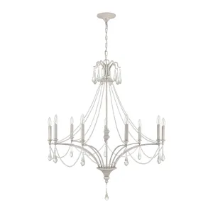 French Parlor 38" 9 Light Chandelier in Vintage White